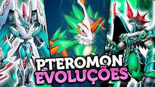 TODAS AS DIGIEVOLUÇÕES DO NOVO DIGIMON PTEROMON [upl. by Gelasias248]