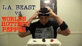 LA BEAST vs Worlds Hottest Pepper Chocolate Bhutlah Warning Chuck Norris Status [upl. by Navetse]