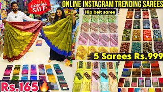 ₹165🔥Christmas New Hipbelt Saree Offer👌 Old Washermanpet Christmas Combo Offers 📍Reshma Sarees [upl. by Hgieloj99]