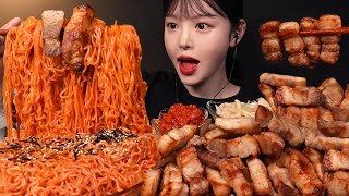 SUB매콤쫄깃한 비빔면에 노릇노릇 삼겹살 먹방 꿀조합 리얼사운드 Bibimmyeon amp Pork Belly Mukbang Asmr [upl. by Steere]