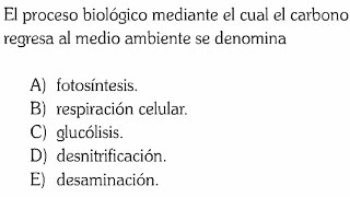 CICLO DEL CARBONO PREGUNTA RESUELTA DE BIOLOGIA [upl. by Hanny536]