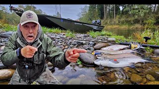 A Crazy Rain Soaked Day On The River in Search of Silver SalmonBOBBER DOWN [upl. by Laris]