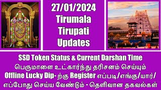 Tirumala TirupatiSSD Token27012024Status amp Darshan TimeTirumala Offline Lucky Dip Procedures [upl. by Katzen]