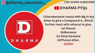 Chlorobenzene reacts with Mg in dry ether to give a Compound A Which further react with [upl. by Aeikan]