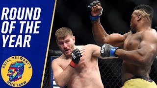 Stipe Miocic vs Francis Ngannou wins round of the year  Ariel Helwani’s MMA Show [upl. by Anilrahc]