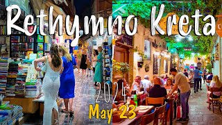 Rethymno Kreta walking tour 4k amazing evening night vibes Greece 2024 [upl. by Belmonte]