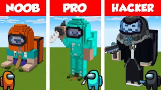 Minecraft NOOB vs PRO vs HACKER AMONG US HOUSE BUILD CHALLENGE in Minecraft  Animation [upl. by Notyad]