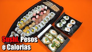 Descubra quantos gramas tem o Sushi Pesamos um barco de comida japonesa e verificamos as calorias [upl. by Chatterjee]