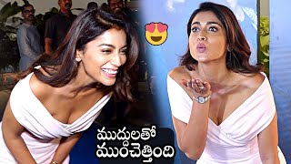 Actress Shriya Saran Gives FLYING Kisses To Media At Drishyam 2 Movie Success Party  Daily Culture [upl. by Oys]