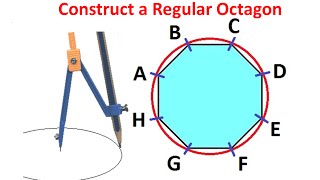 Constructing a Regular Octagon within given Circle by Using Ruler and Compass [upl. by Huntley]