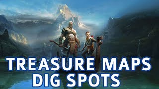 God of War  All Treasure Map Locations amp Dig Spots Solutions Treasure Hunter Trophy Guide [upl. by Aridni909]