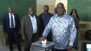 Élections en RDC le président sortant Félix Tshisekedi vote à Kinshasa  AFP Images [upl. by Kipton]