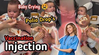 Administer Polio Drops To The Child  Crying Baby Pain Injection At Hospital With Daddy [upl. by Anoit613]