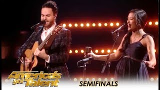 Us The Duo Highly Pregnant Singing Couple FIGHT For A Spot In The Final  Americas Got Talent 2018 [upl. by Herzel]