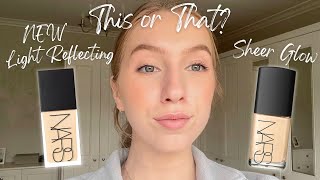 NEW NARS Light Reflecting Foundation vs NARS Sheer Glow ✨  Side by Side Comparison  Wear Test [upl. by Mcbride]