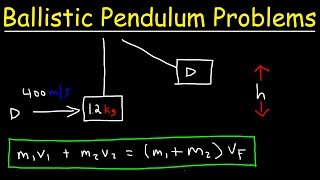 Ballistic Pendulum Physics Problems  Conservation of Momentum amp Energy  Inelastic Collisions [upl. by Mencher]