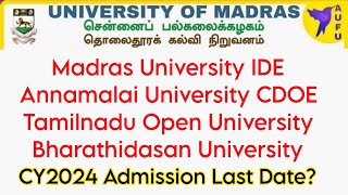 Tamilnadu All Distance Education University Calendar Year Admission Last DateNext Admission [upl. by Krilov]