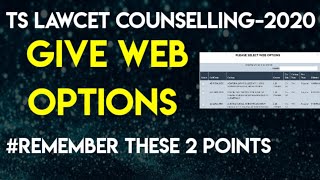 Web Options In TS Lawcet counselling 2020 Important Factors  By Krishnas Tutorials • [upl. by Aieka]