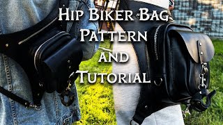 Leather Biker Hip Bag Motorcycle Leg Bag  Tuturial and pattern  Leathercraft Thigh Bag [upl. by Ymereg]