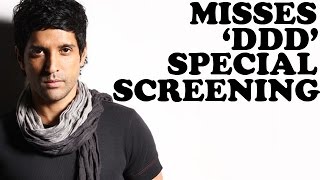 Farhan Akhtar Misses Dil Dhadakne Do Special Screening  Bollywood News [upl. by Vtehsta]