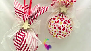 Palline di Natale di Stoffa TutorialSemplicissimeEasy Fabric Christmas BallsNO SEW [upl. by Eiznil]