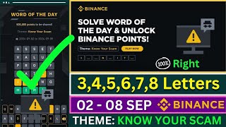 Theme Know Your Scam WOTD  Binance Crypto WODL Answers Today  All Letters WOTD [upl. by Elocon]