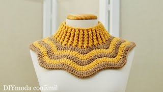 Como tejer Cuello Pechera crochet paso a paso [upl. by Rahmann]