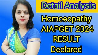 AIAPGET 2024 Homoeopathy ResultCut offRankMD Homoeopathy Entrance 2024 Result [upl. by Eibreh]