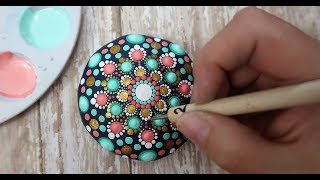 How To Paint Dot Mandalas VERY BEGINNERS STONE Handmade stone Step by Step Tutorial [upl. by Lain]