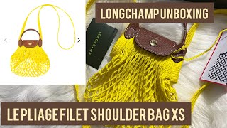 LONGCHAMP LE PLIAGE FILET SHOULDER BAG XS UNBOXING  DENSIASTYLE [upl. by Lengel209]