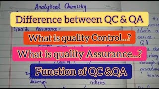 Difference between QC and QA  QC Vs QA  Function of QC and QA  quality analyticalchemistry [upl. by Mount]