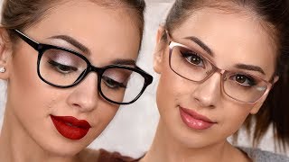 MAKEUP FOR GLASSES  3 EASY EVERYDAY Makeup Looks [upl. by Mehalek]