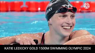 Katie ledecky gold  Katie ledecky paris Olympic Katie 1500 m gold Olympic 2024 [upl. by Yanttirb]