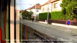 Cesta quotvláčkujícíquot tram linkou č 12 MHD Brno po jednokolejce a hlášení quotze záhrobíquot 31 10 2014 [upl. by Stricklan]