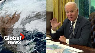 US snowstorms could be “life” or “death” for holiday travel plans Biden [upl. by Reehsab]