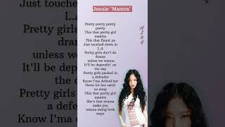 JENNIEMantra lyrics shorts jennie [upl. by Nocaed]