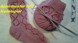 Ajourmuster Stricken mit NadelspielStricken lernenMuster für SockenMützeTutorial Kreativ [upl. by Mirabelle]