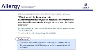 RNA viruses in Dermatophagoides pteronyssinus detection in house dust samples and allergen extracts [upl. by Swigart]