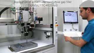 Dispensing  Application of a thermally conductive Gap Filler DOWSIL™ TC4525 AB [upl. by Remark]