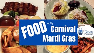 CARNIVAL MARDI GRAS FOOD 🥘 🍱 🍔 FOOD we ate on our CRUISE Carnival Dining [upl. by Ahsat]