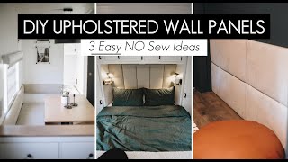 DIY Upholstered Wall Panels  No sew wall panels  3 ways [upl. by Salta]