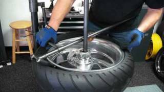 Changing a Wide Rear Tire with a NoMar Tire changer [upl. by Elexa580]