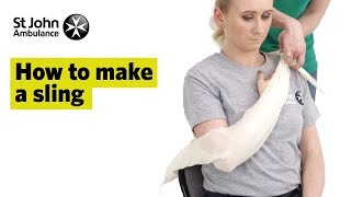 How to Make A Sling  First Aid Training  St John Ambulance [upl. by Laroc]