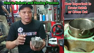 How to Rebore and Honing Motorcycle Cylinder Block  Honda Wave [upl. by Atiuqrahc]