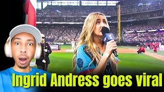 ZuluModo Reacts to Ingrid Andress  Goes viral with USA National anthem REACTION [upl. by Chickie813]