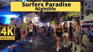 Surfers Paradise Nightlife  Gold Coast  Australia 🇦🇺  4K Walk [upl. by Latreshia]