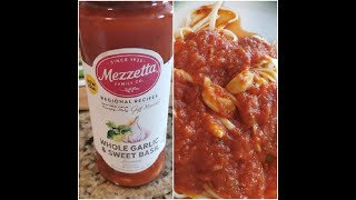 Mezzetta Whole Garlic amp Sweet Basil Marinara Pasta Sauce Over Raos Pasta [upl. by Neeoma]