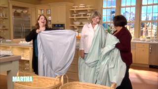 How to Fold a Fitted Sheet⎢Martha Stewarts Best Folding Hacks [upl. by Ylram605]