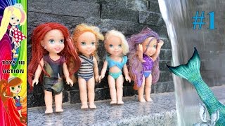 Anna and Elsa Toddlers Mermaids  Disney Princess New Years Pool Party  1 Ariel Toys amp Dolls [upl. by Areem]