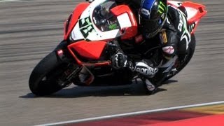 Eugene Laverty Aprilia RSV 4 R Motorland Aragon SBK Track Test Day [upl. by Obola]